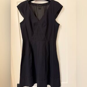 Marc by Marc Jacobs navy blue V-neck cap sleeve dress exposed side zipper Sz 8